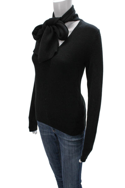 Nili Lotan Womens V-Neck Virgin Wool Pullover Sweater Black Long Sleeve Size XS