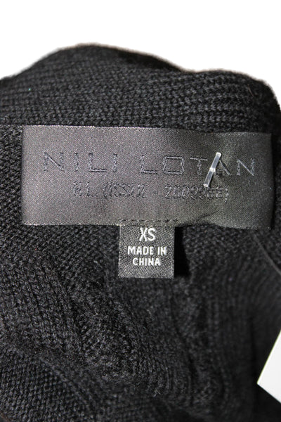 Nili Lotan Womens V-Neck Virgin Wool Pullover Sweater Black Long Sleeve Size XS