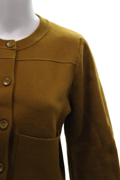 Zara Women Cardigan Green Button Round Neck Long Sleeve 55% Viscosa Size S