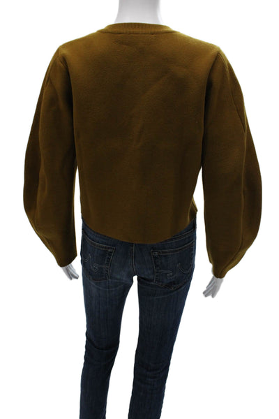 Zara Women Cardigan Green Button Round Neck Long Sleeve 55% Viscosa Size S