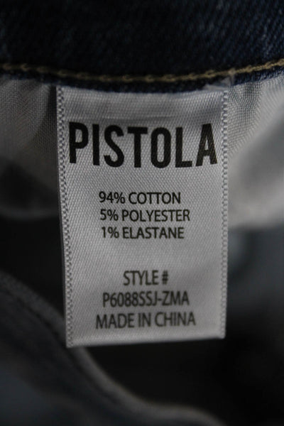 Pistola Womens Cropped High Rise Jeans Blue Cotton Zip Fly Size 26