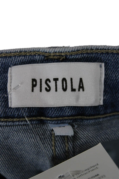 Pistola Womens Cropped High Rise Jeans Blue Cotton Zip Fly Size 26