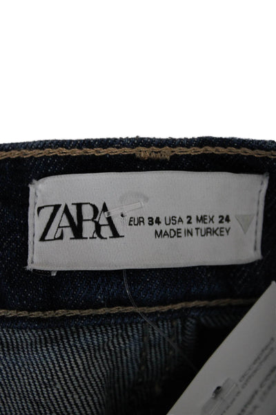 Zara Women Straight Jeans Blue High Rise Size 2