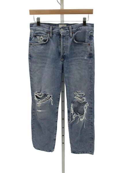 Citizens of Humanity Women Straight Jeans Blue High Rise Cotton Size 24