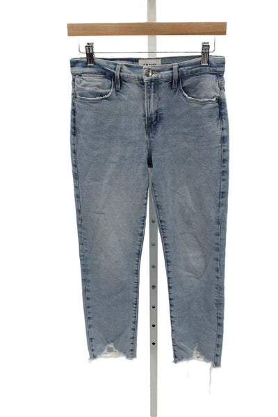 Frame Women Skinny Jeans Blue High Rise Cotton Zip Inseam 26 Size 25