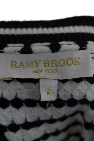 Ramy Brook Womens White Striped Maxi Dress Short Sleeve Crew Neck Size L