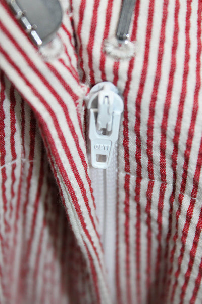 Incotex Women Red Striped Cotton Dress Pants Zip Closure Size 42