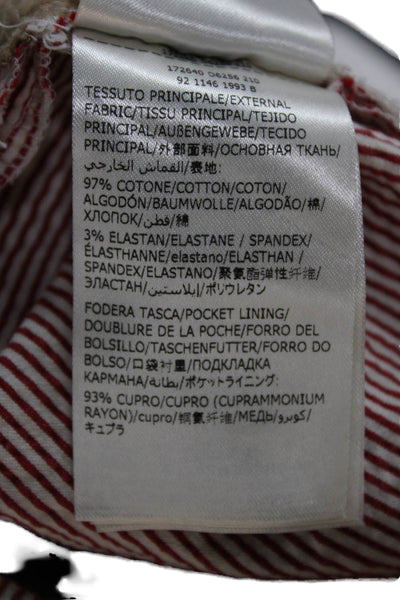 Incotex Women Red Striped Cotton Dress Pants Zip Closure Size 42