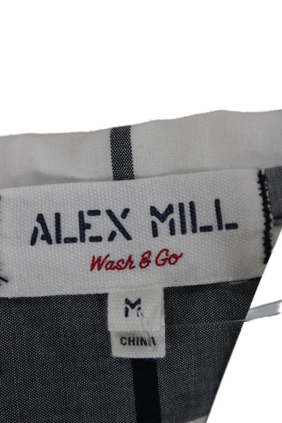 Alex Mill Women Basic Blue Plaid Cotton Collared Short Sleeve Button-Up Size M