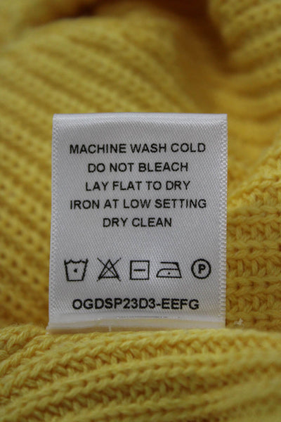 One Grey Day Women Pullover V-Neck Yellow Long Sleeve Size XS