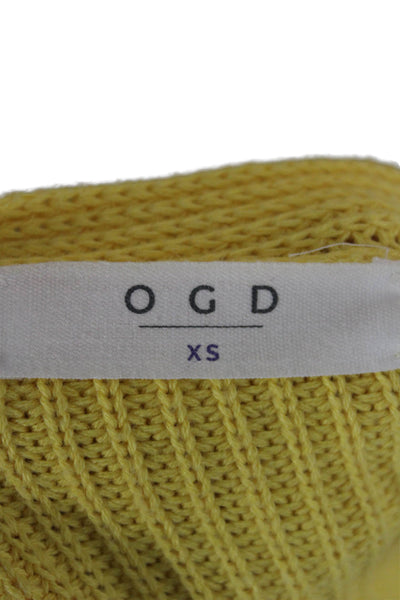 One Grey Day Women Pullover V-Neck Yellow Long Sleeve Size XS
