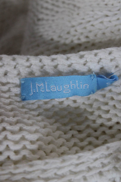 J. Mclaughlin Womens White Linen Crew Neck Pullover Sweater Long Sleeve Size S
