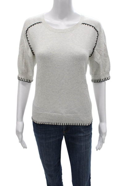 Notshy Womens Pullover Sweater Gray Crew Neck Short Sleeve Cashmere Size S