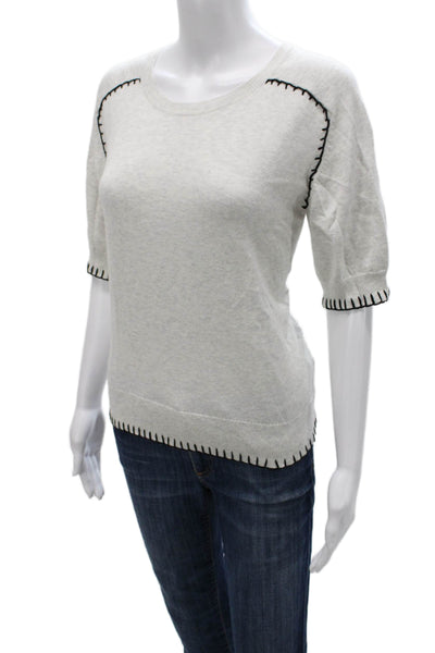 Notshy Womens Pullover Sweater Gray Crew Neck Short Sleeve Cashmere Size S