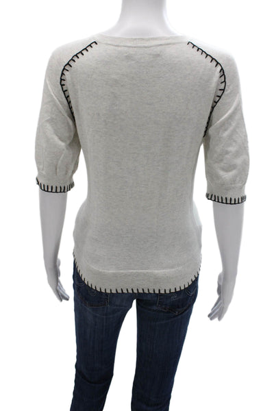 Notshy Womens Pullover Sweater Gray Crew Neck Short Sleeve Cashmere Size S