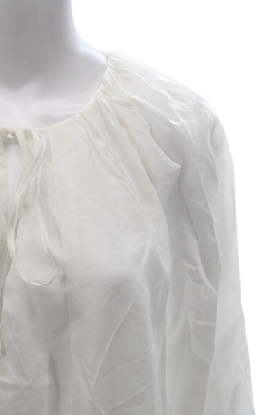 Rachel Comey Womens Peasant Blouse White Long Sleeve Round Neck Size 4