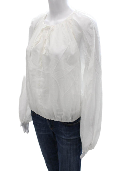 Rachel Comey Womens Peasant Blouse White Long Sleeve Round Neck Size 4