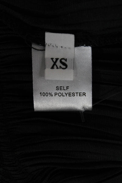 Decker Womens Black Trapeze Swing Dress Short Sleeve High Neck Tie Size XS