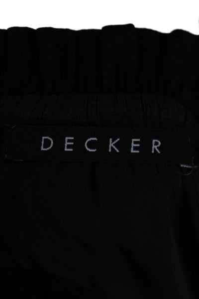 Decker Womens Black Trapeze Swing Dress Short Sleeve High Neck Tie Size XS