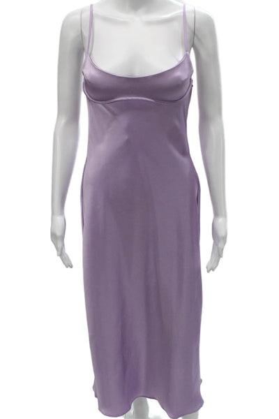 Zara Women Purple Slip Dress Sweetheart Neckline Midi Polyester Size S