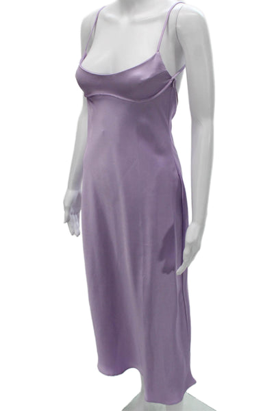 Zara Women Purple Slip Dress Sweetheart Neckline Midi Polyester Size S