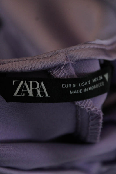 Zara Women Purple Slip Dress Sweetheart Neckline Midi Polyester Size S