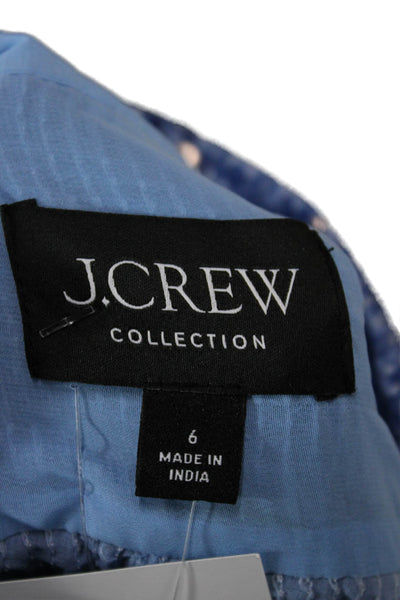 J Crew Collection Women Blue Striped Collared Button-Up Long Sleeve Size 6