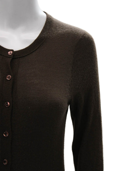 J Crew Womens Cardigan Brown Wool Blend Round Neck Long Sleeve Size S