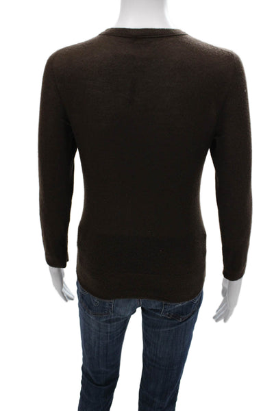 J Crew Womens Cardigan Brown Wool Blend Round Neck Long Sleeve Size S