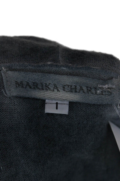 Marika Charles Womens Gray V-Neck 100% Cashmere Cardigan Long Sleeve Size 1