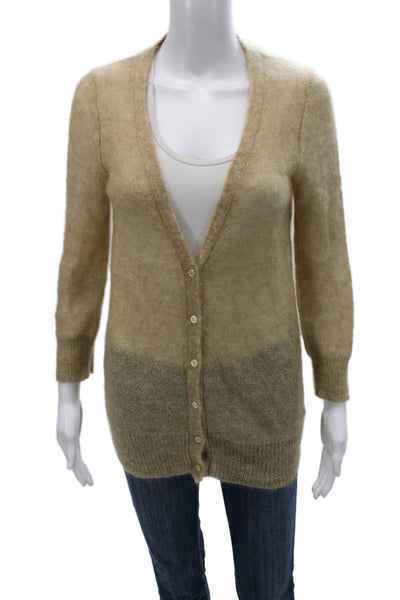 J Crew Womens Beige Wool Blend V Neck Long Sleeve Cardigan Size S