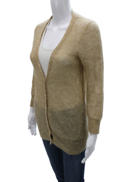 J Crew Womens Beige Wool Blend V Neck Long Sleeve Cardigan Size S