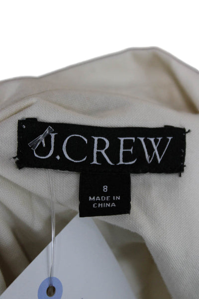 J Crew Women Shirt Dress Ivory Collared Long Sleeve Button Cotton Size 8