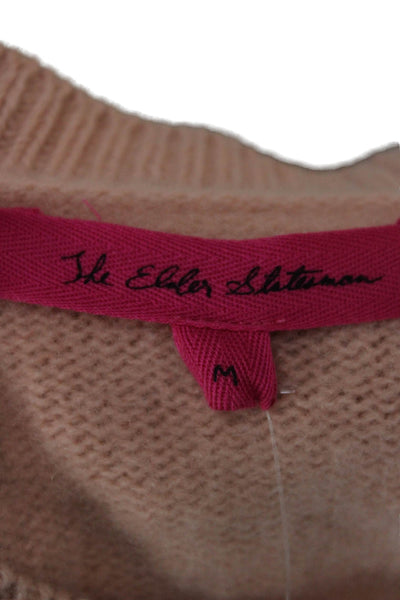 The Elder Statesman Women Pink Cashmere Striped Henley Sweater Size M