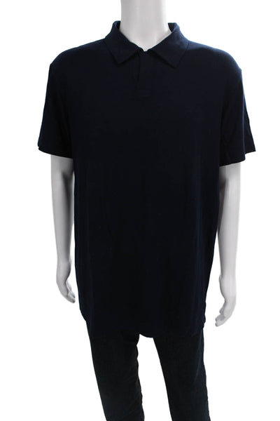 Armani Collezioni Mens Polo Blue Cotton Blend Collared Short Sleeve Size 2XL