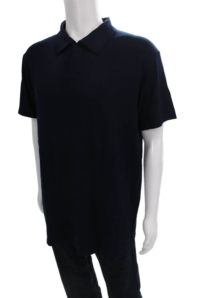 Armani Collezioni Mens Polo Blue Cotton Blend Collared Short Sleeve Size 2XL