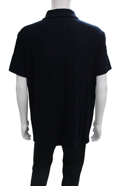 Armani Collezioni Mens Polo Blue Cotton Blend Collared Short Sleeve Size 2XL