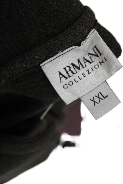 Armani Collezioni Mens Brown Collared Viscose Polo Short Sleeve Button Size 2XL