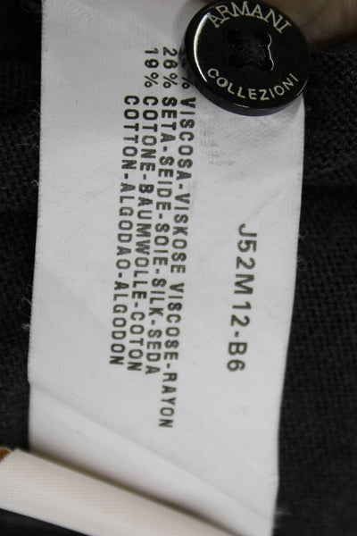 Armani Collezioni Mens Brown Collared Viscose Polo Short Sleeve Button Size 2XL
