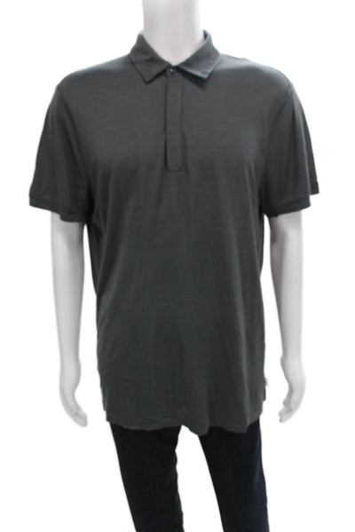 Armani Collezioni Mens Polo Collared Short Sleeve Gray Viscose Size 3XL