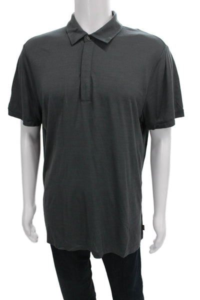 Armani Collezioni Mens Polo Collared Short Sleeve Gray Viscose Size 3XL