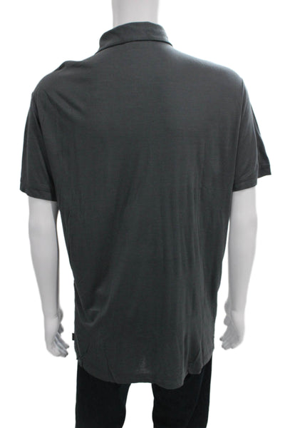 Armani Collezioni Mens Polo Collared Short Sleeve Gray Viscose Size 3XL