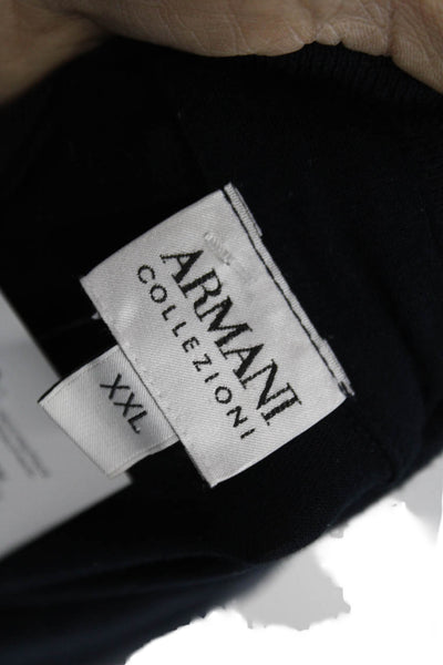 Armani Collezioni Mens Polo Button-Up Short Sleeve Black Polyester Size 2XL