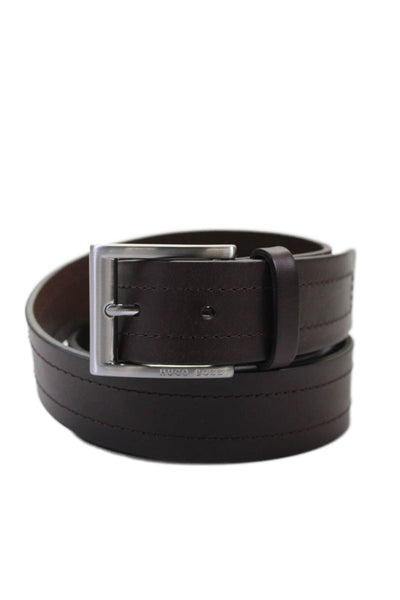 Hugo Boss Men's Leather Buckle Closure Belt Dark Brown Size 38