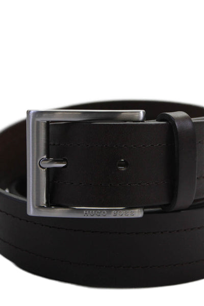 Hugo Boss Men's Leather Buckle Closure Belt Dark Brown Size 38