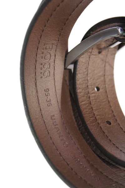 Hugo Boss Men's Leather Buckle Closure Belt Dark Brown Size 38
