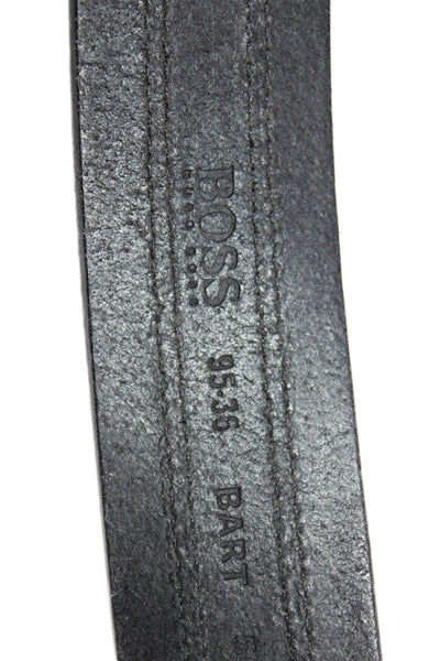 Hugo Boss Men's Leather Buckle Closure Belt Black Size 44