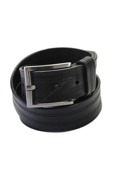 Hugo Boss Men's Leather Buckle Closure Belt Black Size 44