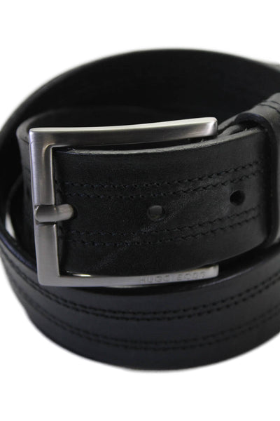 Hugo Boss Men's Leather Buckle Closure Belt Black Size 44