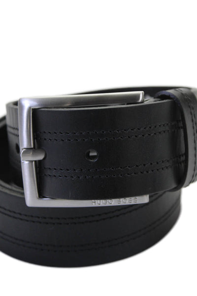 Hugo Boss Men's Leather Buckle Closure Belt Black Size 44